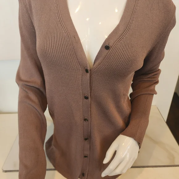 ANN TAYLOR NWTO,BEAUTIFUL BROWNISH/ DARK TAUPE DRESSY CARDIGAN SIZE XL